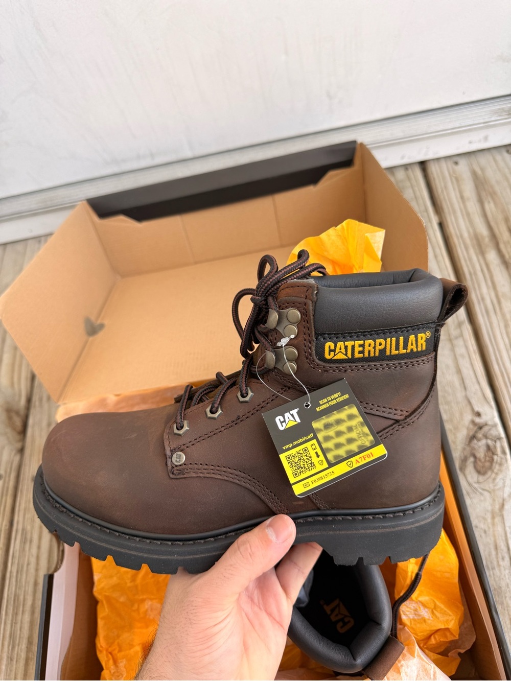 Caterpillar Brown and Black Lace-Up Work Boot